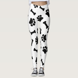 Schattigee zwart-witte pootafdrukken leggings