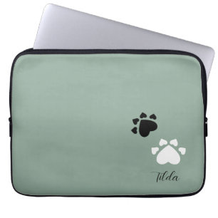 Schattigee zwart-witte puppy hartpootjes laptop sleeve