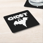 Schattigee zwart-witte spook Halloween Kartonnen Onderzetters (Schuin)