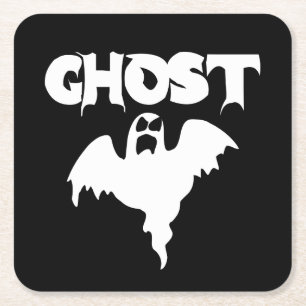 Schattigee zwart-witte spook Halloween Kartonnen Onderzetters