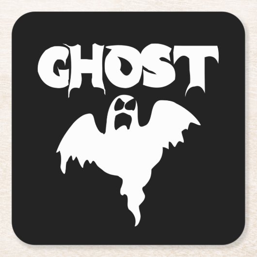 Schattigee zwart-witte spook Halloween Kartonnen Onderzetters (Voorkant)