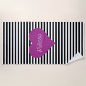 Schattigee zwart-witte strepen patroonnaam strandlaken (Voorkant)