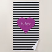 Schattigee zwart-witte strepen patroonnaam strandlaken (Voorkant)