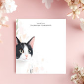 Schattigee zwart-witte Tuxedo Cat gepersonaliseerd Notitieblok