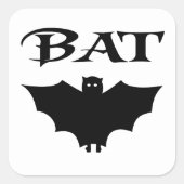 Schattigee zwart-witte vleermuis Halloween Vierkante Sticker (Voorkant)