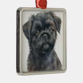SCHATTIGEE ZWARTE AFFENPINSCHER PUPPY DOG METALEN ORNAMENT (Rechts)