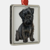SCHATTIGEE ZWARTE AFFENPINSCHER PUPPY DOG METALEN ORNAMENT (Rechts)
