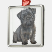 SCHATTIGEE ZWARTE AFFENPINSCHER PUPPY DOG METALEN ORNAMENT (Links)