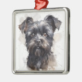 SCHATTIGEE ZWARTE AFFENPINSCHER PUPPY DOG METALEN ORNAMENT (Links)