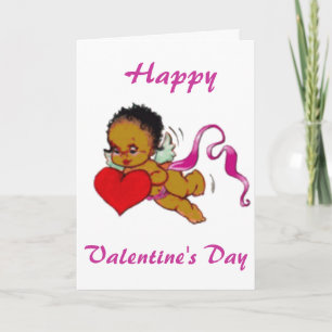 Schattigee zwarte Afrikaanse cupido Feestdagen Kaart