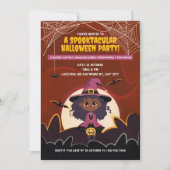 Schattigee zwarte Afro-Amerikaanse Halloween hekse Kaart (Voorkant)