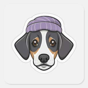 Schattigee zwarte beagle dog vierkante sticker