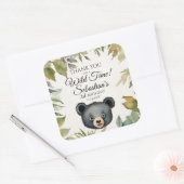 Schattigee Zwarte Beer Woodland Dank u Verjaardag Vierkante Sticker (Envelop)