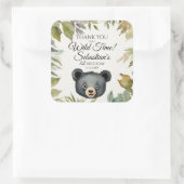 Schattigee Zwarte Beer Woodland Dank u Verjaardag Vierkante Sticker (Tas)
