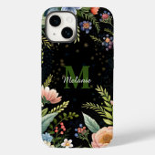 Schattigee Zwarte Bloemen Wildflower monogram Case-Mate iPhone Case (Achterkant)