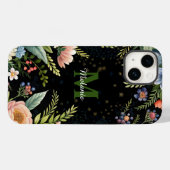 Schattigee Zwarte Bloemen Wildflower monogram Case-Mate iPhone Case (Achterkant (horizontaal))