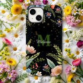 Schattigee Zwarte Bloemen Wildflower monogram Case-Mate iPhone Case