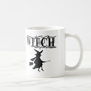 Schattigee zwarte boze vliegende heks Halloween Koffiemok
