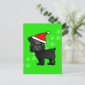 Schattigee Zwarte Brusselse Griffon Cartoon Santa  Feestdagenkaart (Staand voorkant)