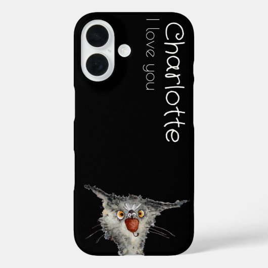 Schattigee zwarte cartoon katten naam Case-Mate iPhone case (Achterkant)