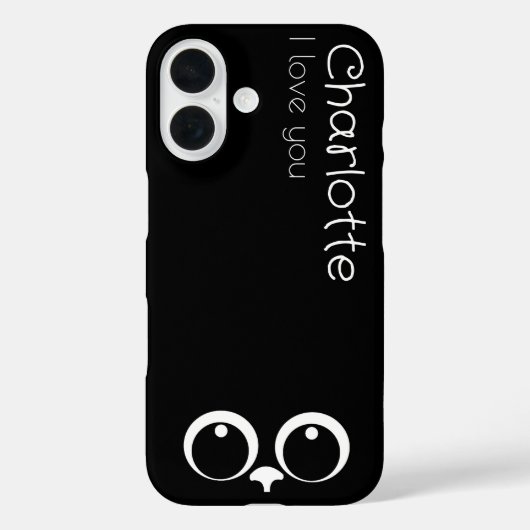 Schattigee zwarte cartoon katten naam houtskool Case-Mate iPhone case (Achterkant)