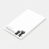 Schattigee zwarte cartoon katten naam post-it® notes (Schuin)