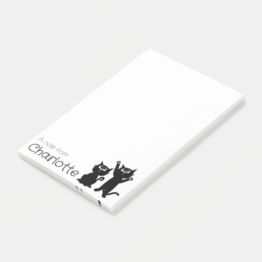 Schattigee zwarte cartoon katten naam post-it® notes (Schuin)
