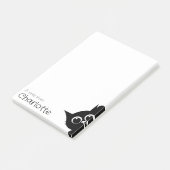 Schattigee zwarte cartoon kattennaam post-it® notes (Schuin)