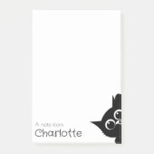 Schattigee zwarte cartoon kattennaam post-it® notes (Voorkant)