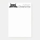 Schattigee zwarte cartoon kattennaam post-it® notes (Voorkant)