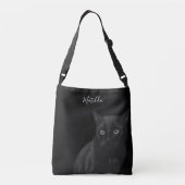 Schattigee zwarte Cat Art gepersonaliseerde crossb Crossbody Tas (Achterkant)