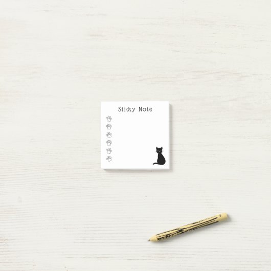 Schattigee zwarte Cat Paws aangepaste tekst Post-it® Notes (Op bureau)