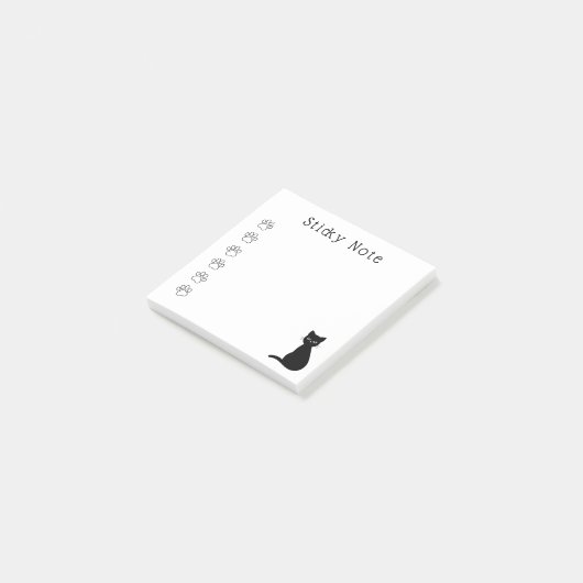 Schattigee zwarte Cat Paws aangepaste tekst Post-it® Notes (Schuin)