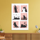 Schattigee Zwarte Cat Wall Art Canvas Print (Insitu (Woonkamer))