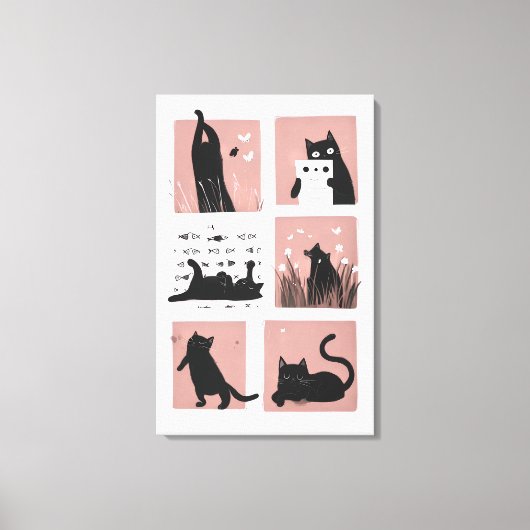 Schattigee Zwarte Cat Wall Art Canvas Print (Voorkant)