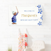 Schattigee Zwarte Dame Bloemen 80ste Verjaardag Spandoek (Insitu)