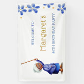 Schattigee Zwarte Dame Bloemen 80ste Verjaardag Spandoek (Verticaal)