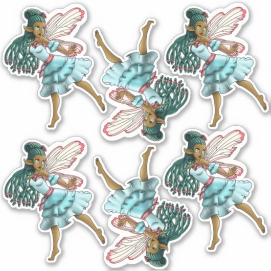 Schattigee zwarte elfjes sticker (Voorkant)