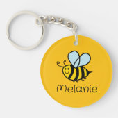 Schattigee zwarte en gele honingbij cartoon sleute sleutelhanger (Voorkant)
