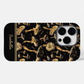 Schattigee zwarte en gouden paddenstoel gepersonal Case-Mate iPhone case (Achterkant (horizontaal))