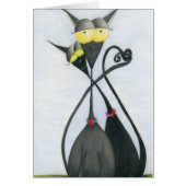 Schattigee Zwarte en Grijze Kat Cartoon Note Cards (Voorkant)