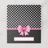 Schattigee zwarte en roze strik plaatskaartje (Buitenkant ongevouwen)