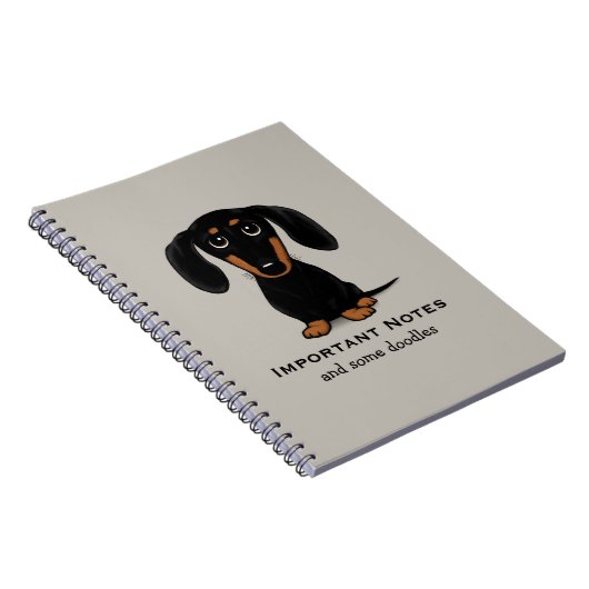 Schattigee zwarte en tan teckel met aangepaste tek notitieboek (Rechterzijde)