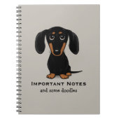 Schattigee zwarte en tan teckel met aangepaste tek notitieboek (Voorkant)
