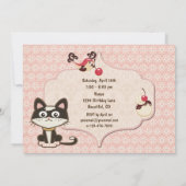 Schattigee zwarte en witte kitty op roze verjaarda kaart (Achterkant)