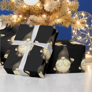 Schattigee Zwarte Gnoom Dwerg Kerst Wrapping Papie Cadeaupapier