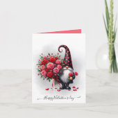 Schattigee zwarte gnoom met rode rozen Valentijnsd Kaart (Voorkant)