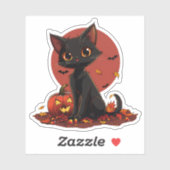 Schattigee zwarte Halloween kat met Jack-o-Lantern Sticker (Vel)
