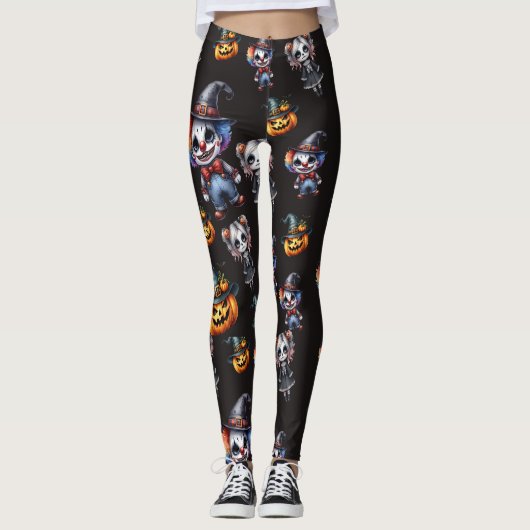 Schattigee zwarte Halloween Leggings (Voorkant)