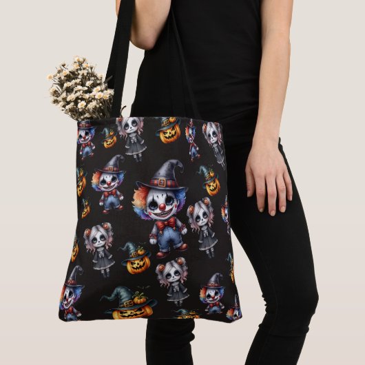 Schattigee zwarte Halloween Tote Bag (Dichtbij)